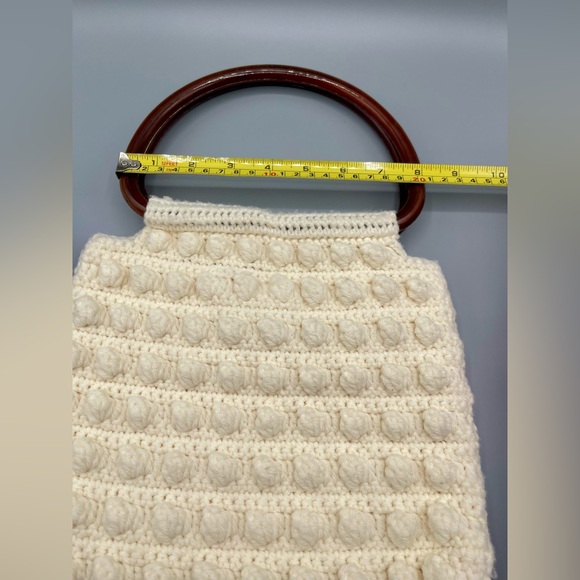 Vintage Ivory Cream Crochet Knit Handbag - Picture 11 of 12
